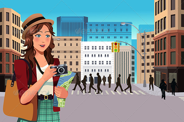 GraphicRiver Female Tourist in the Summer 7344096 GraphicRiver Female Tourist in the Summer 7344096