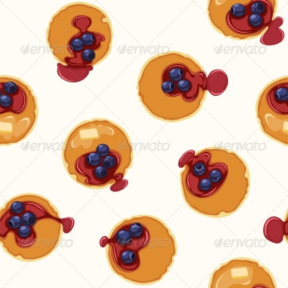 GraphicRiver Breakfast With Pancakes and Blueberries Seamless Vector 7344727 GraphicRiver Breakfast With Pancakes and Blueberries Seamless Vector 7344727