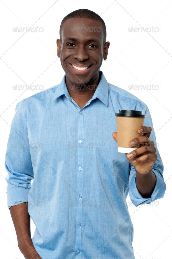 Young man holding beverage cup (Misc) Photo Download