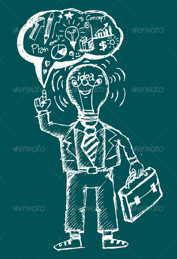 man thinking Cartoon style illustration (Misc) Photo Download