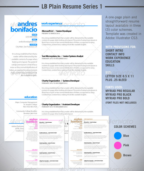 GraphicRiver LB Plain Resume Series 1 7321906 GraphicRiver LB Plain Resume Series 1 7321906