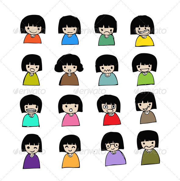 Group of happy cartoon character (Misc) Photo Download