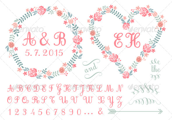 GraphicRiver Monogram in Floral Frames Set 7347387 GraphicRiver Monogram in Floral Frames Set 7347387