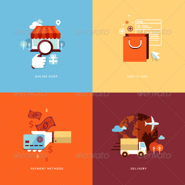 GraphicRiver Flat Design Concept Icons for Online Shopping 7281627 GraphicRiver Flat Design Concept Icons for Online Shopping 7281627