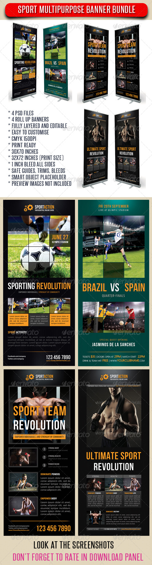 GraphicRiver 4 in 1 Sport Rollup Banner Bunle 02 7351406 GraphicRiver 4 in 1 Sport Rollup Banner Bunle 02 7351406