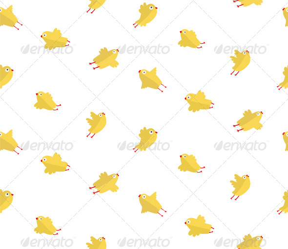 Yellow Chicken Seamless Pattern (Animals)