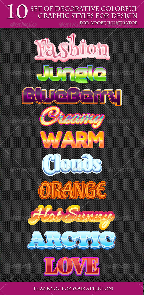 GraphicRiver Set of Colorful Decorative Graphic Styles 7353954 GraphicRiver Set of Colorful Decorative Graphic Styles 7353954