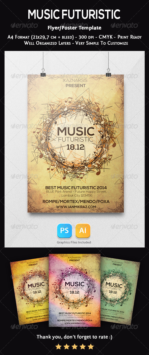 GraphicRiver Music Futuristic Flyer Template 7354129 GraphicRiver Music Futuristic Flyer Template 7354129