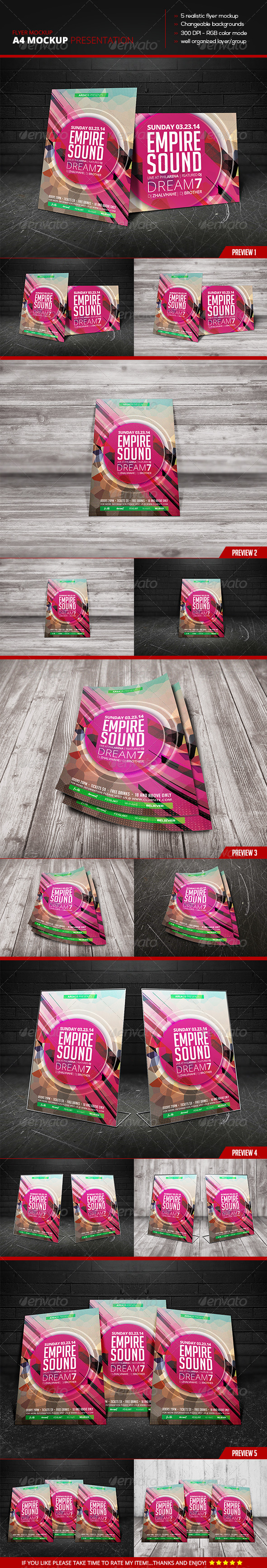 GraphicRiver 5 Realistic A4 Flyer Mockup 7354976 GraphicRiver 5 Realistic A4 Flyer Mockup 7354976