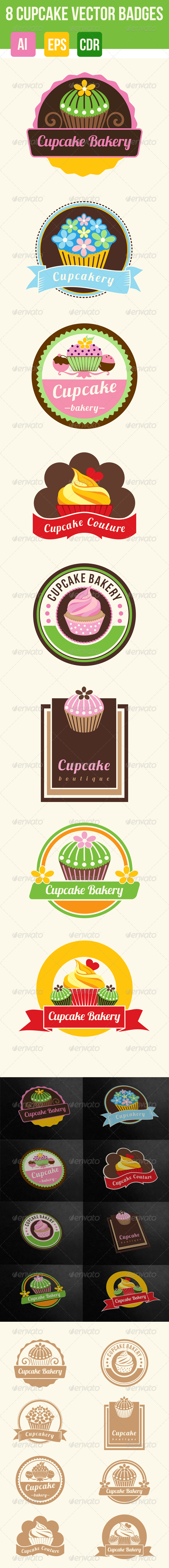 GraphicRiver 8 Cupcakes and Bakery Badges 7356004 GraphicRiver 8 Cupcakes and Bakery Badges 7356004