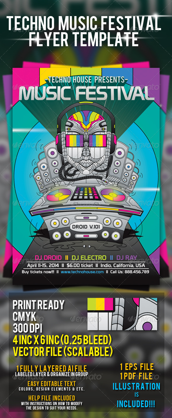 GraphicRiver Techno Music Festival Flyer Template 7358075 GraphicRiver Techno Music Festival Flyer Template 7358075