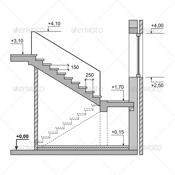 GraphicRiver Draft Project Stairs on White Background 7358178 GraphicRiver Draft Project Stairs on White Background 7358178