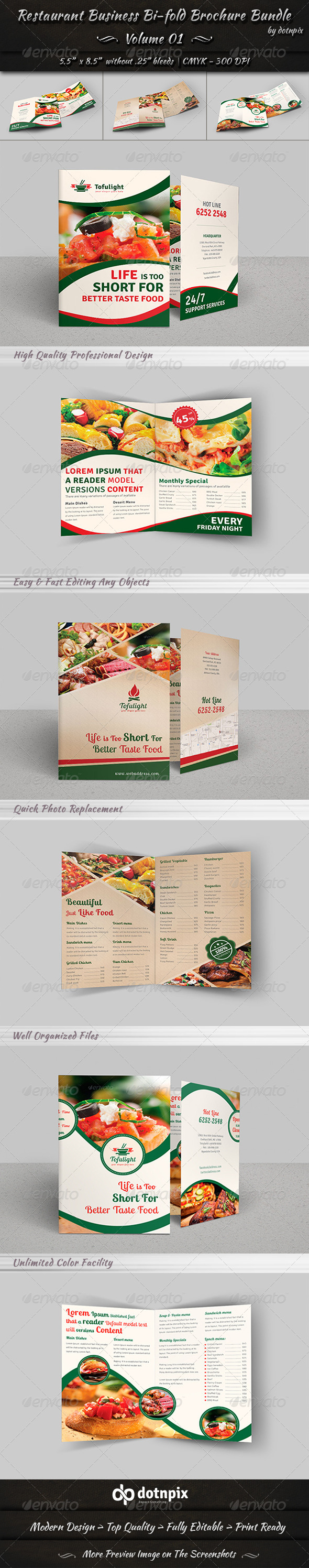GraphicRiver Restaurant Bi-fold Brochure Bundle Volume 1 7360849 GraphicRiver Restaurant Bi-fold Brochure Bundle Volume 1 7360849