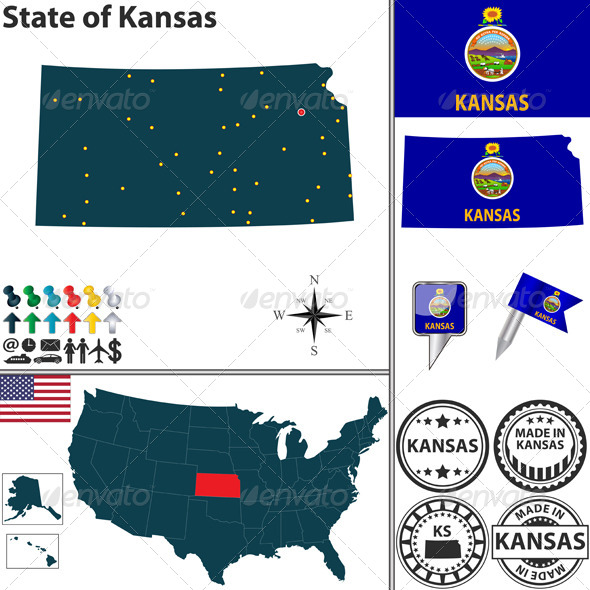 GraphicRiver Map of State Kansas USA 7361790 GraphicRiver Map of State Kansas USA 7361790