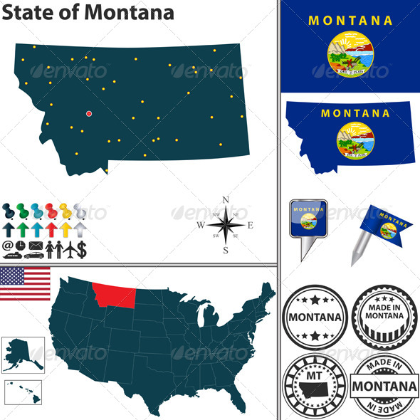 GraphicRiver Map of State Montana USA 7361852 GraphicRiver Map of State Montana USA 7361852