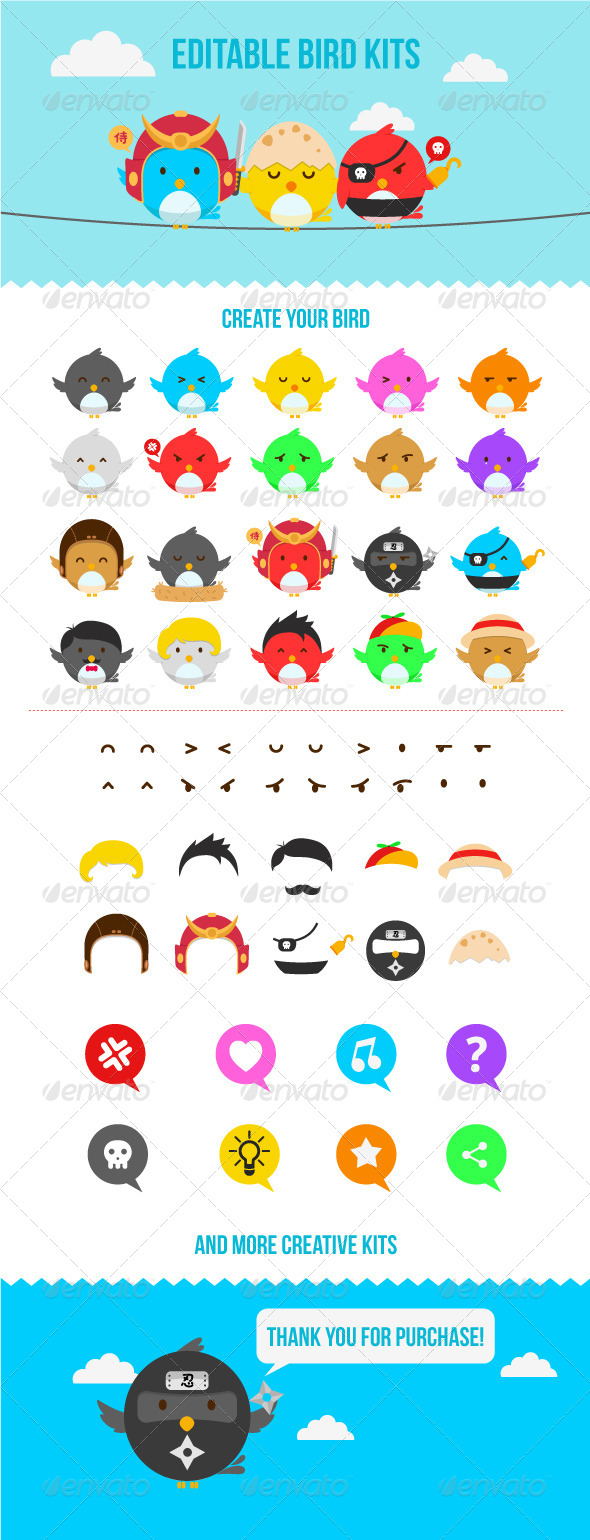 GraphicRiver Editable Bird Characters Pack 7030571 GraphicRiver Editable Bird Characters Pack 7030571