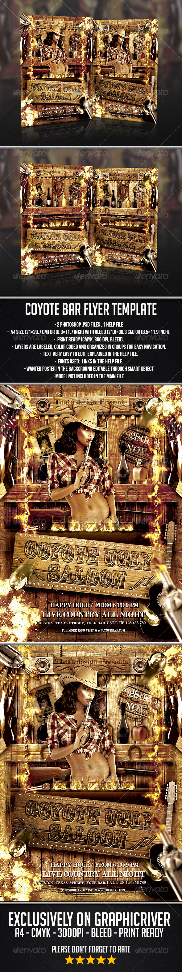GraphicRiver Coyote Bar Flyer Template 7364462 GraphicRiver Coyote Bar Flyer Template 7364462