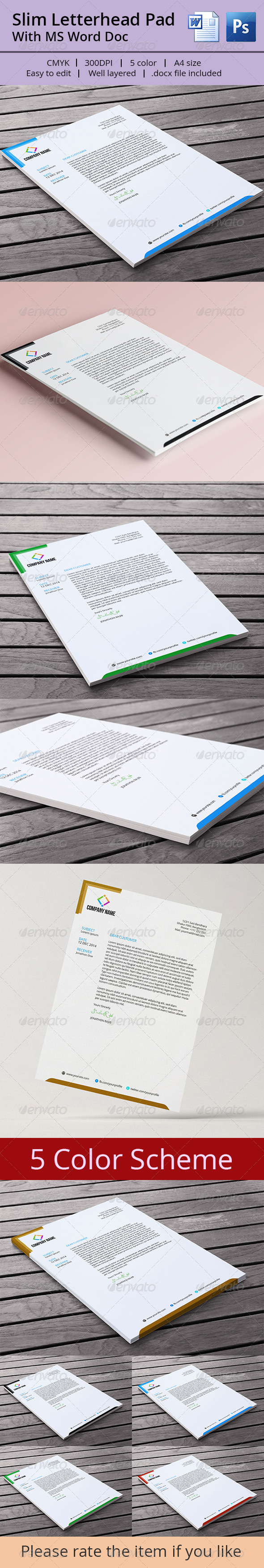 GraphicRiver Slim Letterhead Pad With MS Word Doc 7365403 GraphicRiver Slim Letterhead Pad With MS Word Doc 7365403