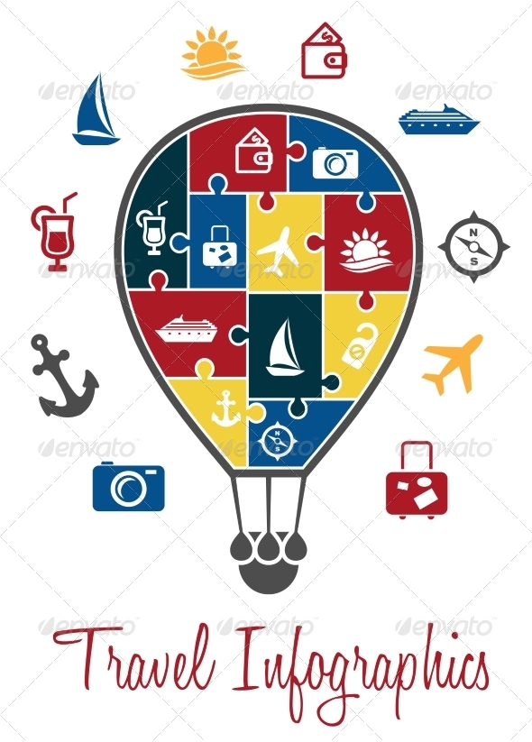 Travel Infographics with a Hot Air Balloon (Travel)