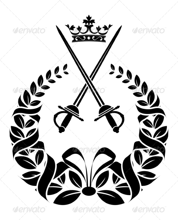 Royal Laurel Wreath with Swords (Tattoos)