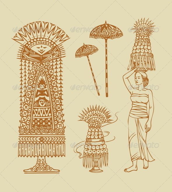 Hinduism Balinese Element Sketches (Man-made objects)