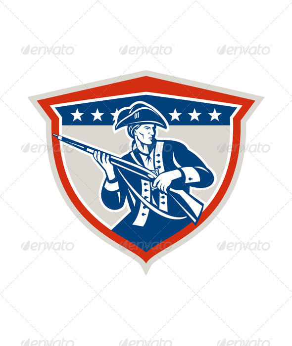 GraphicRiver American Patriot Holding Musket Rifle Shield Retro 7370706 GraphicRiver American Patriot Holding Musket Rifle Shield Retro 7370706