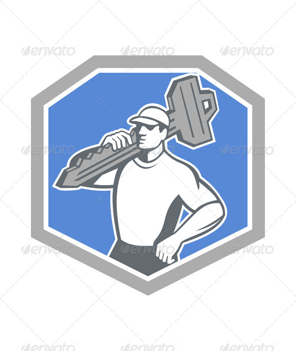GraphicRiver Locksmith Carry Key Shield Retro 7370842 GraphicRiver Locksmith Carry Key Shield Retro 7370842