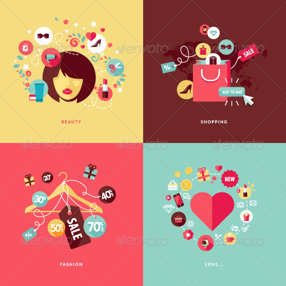GraphicRiver Flat Design Concept Icons for Beauty and Shopping 7377171 GraphicRiver Flat Design Concept Icons for Beauty and Shopping 7377171