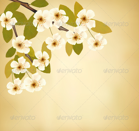 GraphicRiver Vintage Background with Blossoming Tree Branch 7379200 GraphicRiver Vintage Background with Blossoming Tree Branch 7379200
