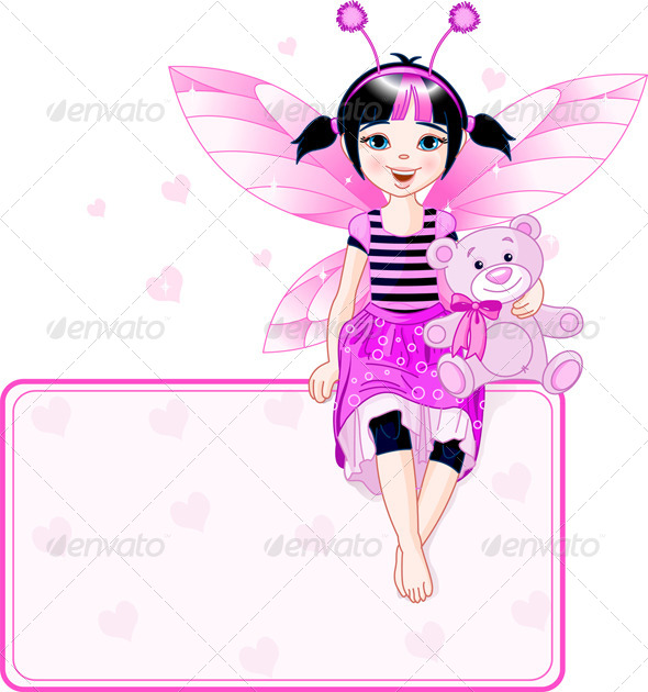 GraphicRiver Little Cute Fairy Place Card 7381788 GraphicRiver Little Cute Fairy Place Card 7381788