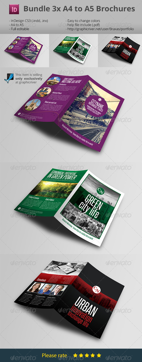 GraphicRiver Bumdle 3x Indesign Brochure A4 to A5 7383011 GraphicRiver Bumdle 3x Indesign Brochure A4 to A5 7383011