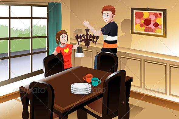 GraphicRiver Young Couple Changing Lighting Fixture 7383244 GraphicRiver Young Couple Changing Lighting Fixture 7383244