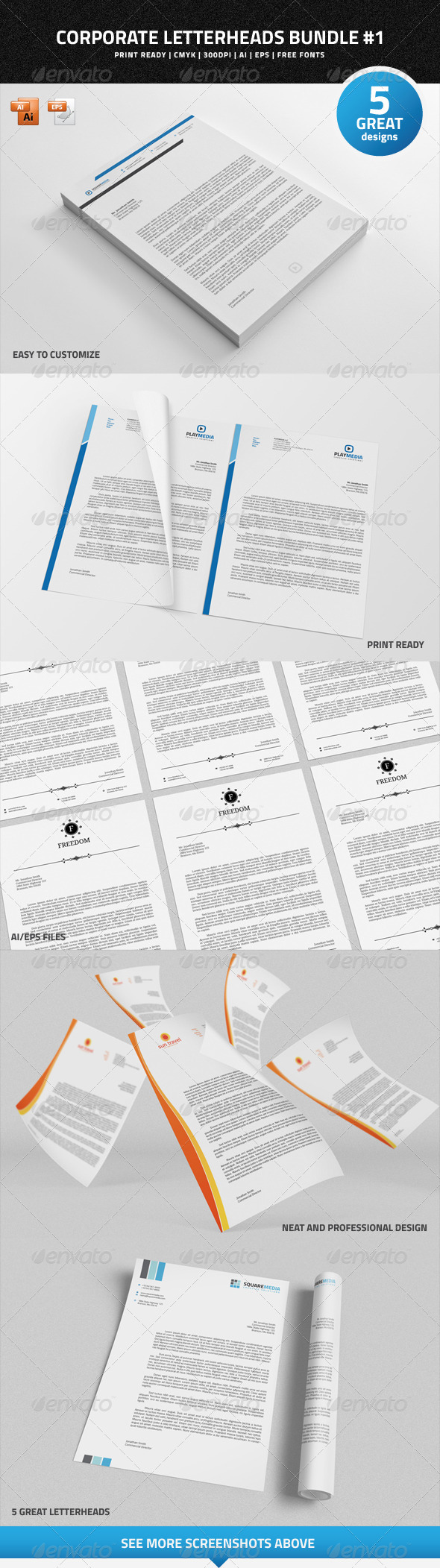 GraphicRiver Corporate Letterheads Bundle #1 7383438 GraphicRiver Corporate Letterheads Bundle #1 7383438