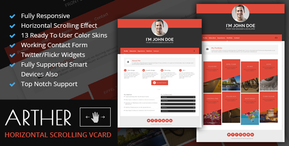 ThemeForest Arther BS3 Horizontal Scrolling Vcard Template 7383866 ThemeForest Arther BS3 Horizontal Scrolling Vcard Template 7383866