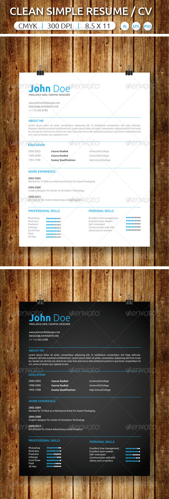 GraphicRiver Clean Simple Resume CV 7384039 GraphicRiver Clean Simple Resume CV 7384039