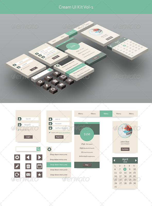 GraphicRiver Cream Ui Kit Vol-1 7375130 GraphicRiver Cream Ui Kit Vol-1 7375130