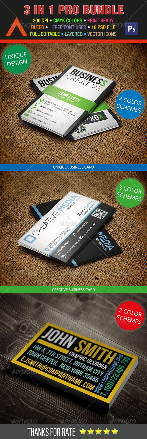 GraphicRiver 3 in 1 Creative Business Card Bundle 18 7384630 GraphicRiver 3 in 1 Creative Business Card Bundle 18 7384630