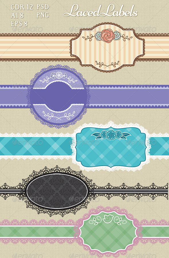 GraphicRiver Set of Laced Vintage Labels 7384175 GraphicRiver Set of Laced Vintage Labels 7384175
