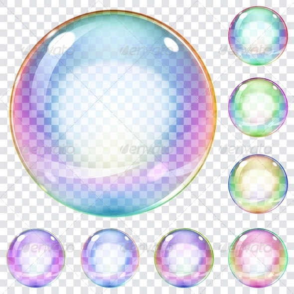 Set of Multicolored Soap Bubbles (Decorative Symbols)