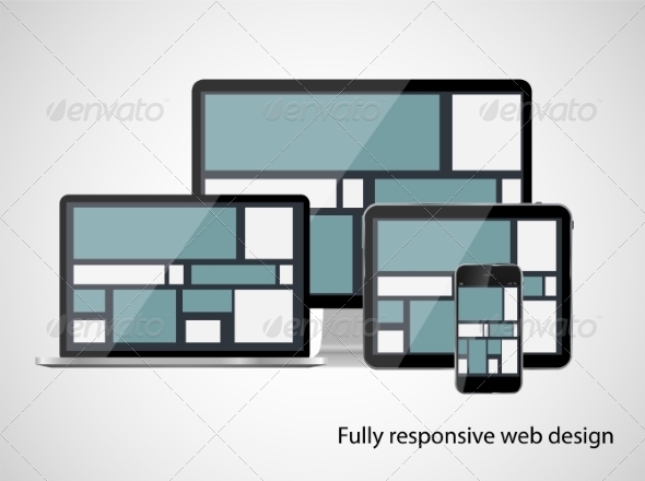 Fully Responsive Web Design Concept Vector Illustration (Web)