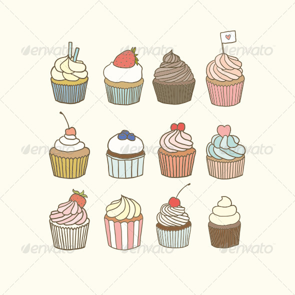 GraphicRiver Yummy Cupcakes 7387218 GraphicRiver Yummy Cupcakes 7387218