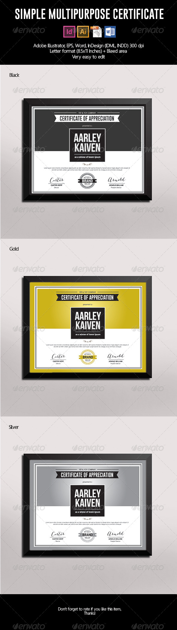 GraphicRiver Simple Multipurpose Certificate 7387689 GraphicRiver Simple Multipurpose Certificate 7387689
