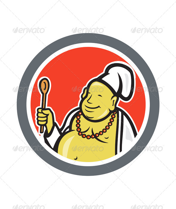 GraphicRiver Fat Buddha Chef Cook Cartoon 7389357 GraphicRiver Fat Buddha Chef Cook Cartoon 7389357