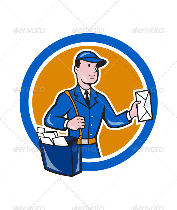 GraphicRiver Mailman Postman Delivery Worker Circle Cartoon 7389596 GraphicRiver Mailman Postman Delivery Worker Circle Cartoon 7389596