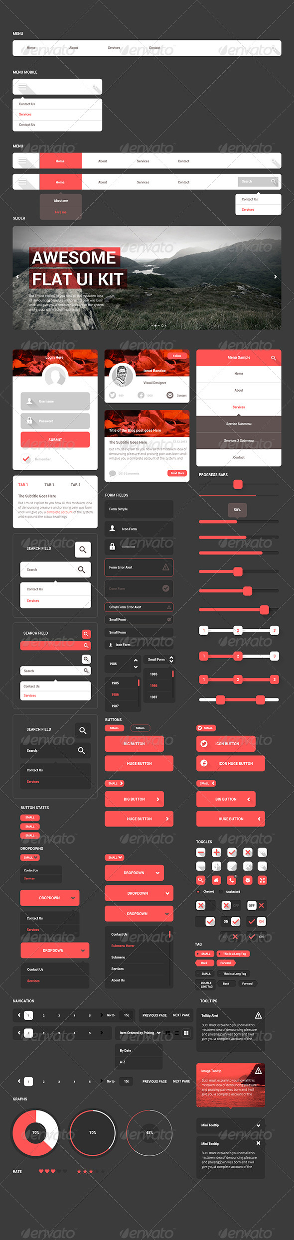GraphicRiver Awesome Flat Ui Kit 7259329 GraphicRiver Awesome Flat Ui Kit 7259329