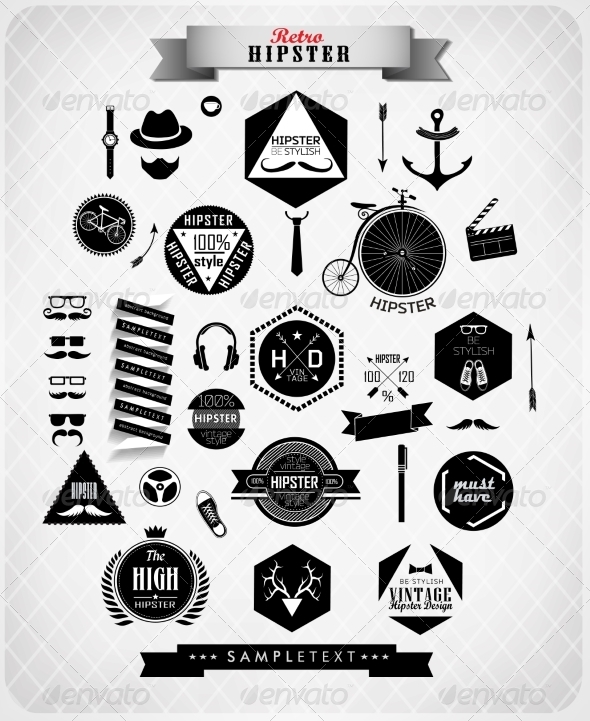 GraphicRiver Hipster Style Elements and Icons 7392991 GraphicRiver Hipster Style Elements and Icons 7392991