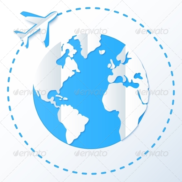 GraphicRiver Paper Plane Flying Around Planet 7393210 GraphicRiver Paper Plane Flying Around Planet 7393210