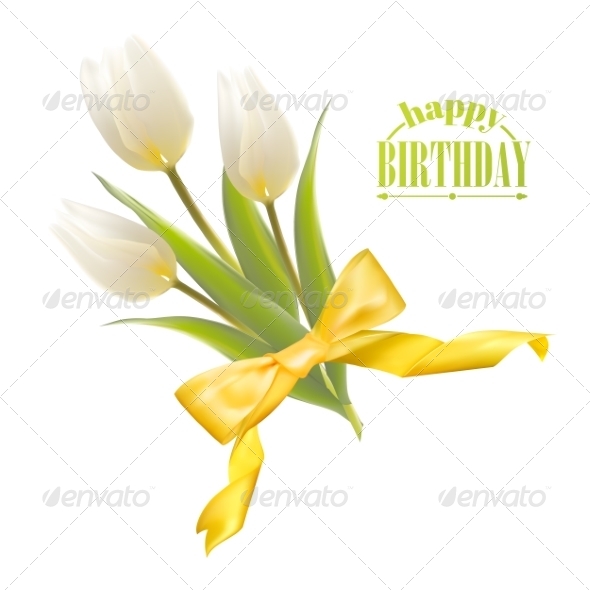 GraphicRiver White Tulips on a Card for Birthday 7394150 GraphicRiver White Tulips on a Card for Birthday 7394150