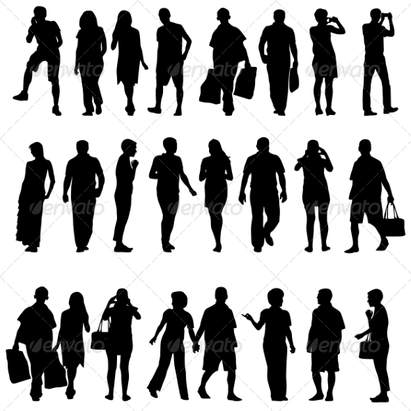 GraphicRiver Black Silhouettes of Beautiful Mans and Womans 7396974 GraphicRiver Black Silhouettes of Beautiful Mans and Womans 7396974