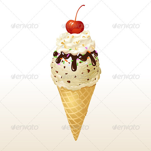 GraphicRiver Vanilla Ice Cream Cone 7397421 GraphicRiver Vanilla Ice Cream Cone 7397421
